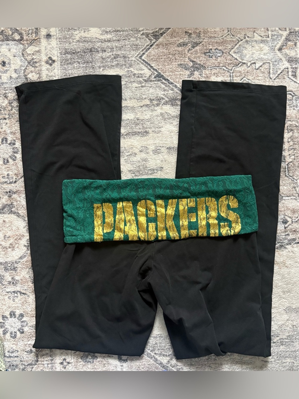 y2k Love PINK Victoria's Secret Foldover Lowrise Green Bay Packers Leggings L